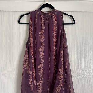 High neck purple business casual top